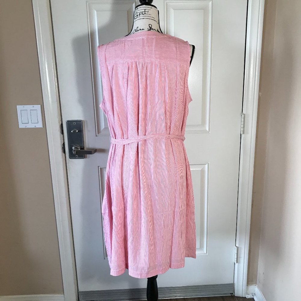 NWT LOFT Sleeveless Shirtdress Pink/White Striped - Picture 7 of 7